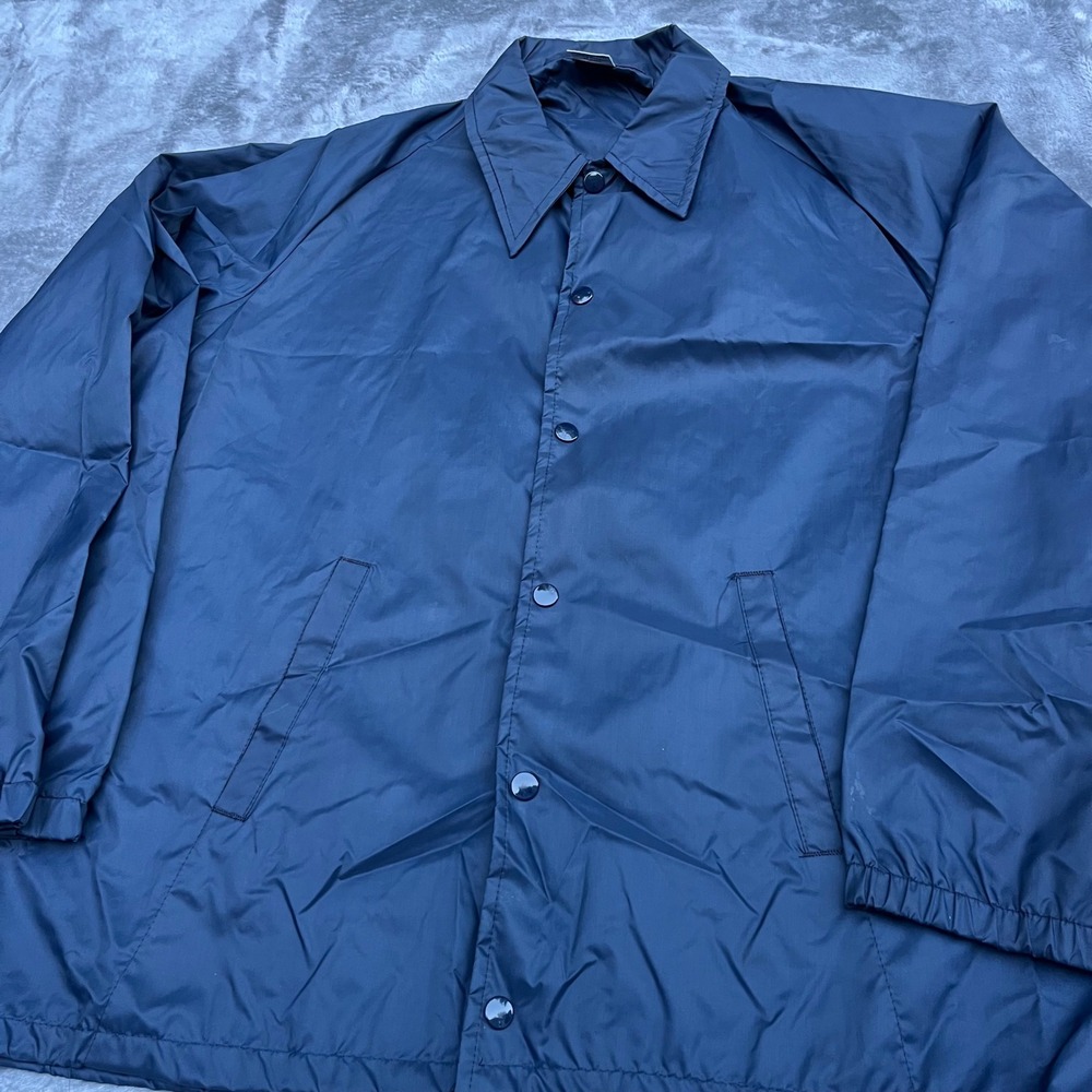 Vintage 80s Sportsmaster Navy Blue Nylon Coach Jacket Windbreaker Men's L, USA